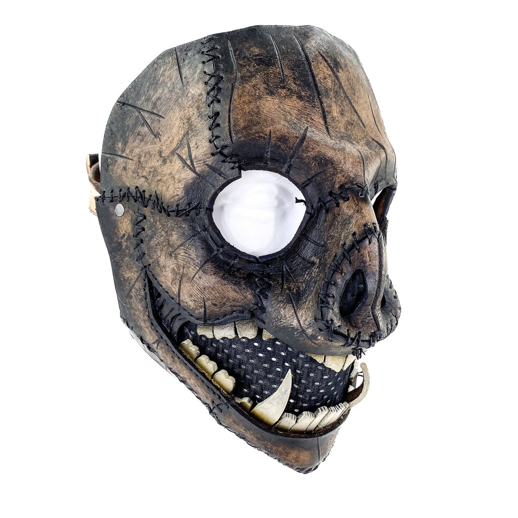 Evil Swine - Genuine Leather Mask - Charred Remains Horror Pig  - Handmade Full Face Cover for Halloween or Performance Costume