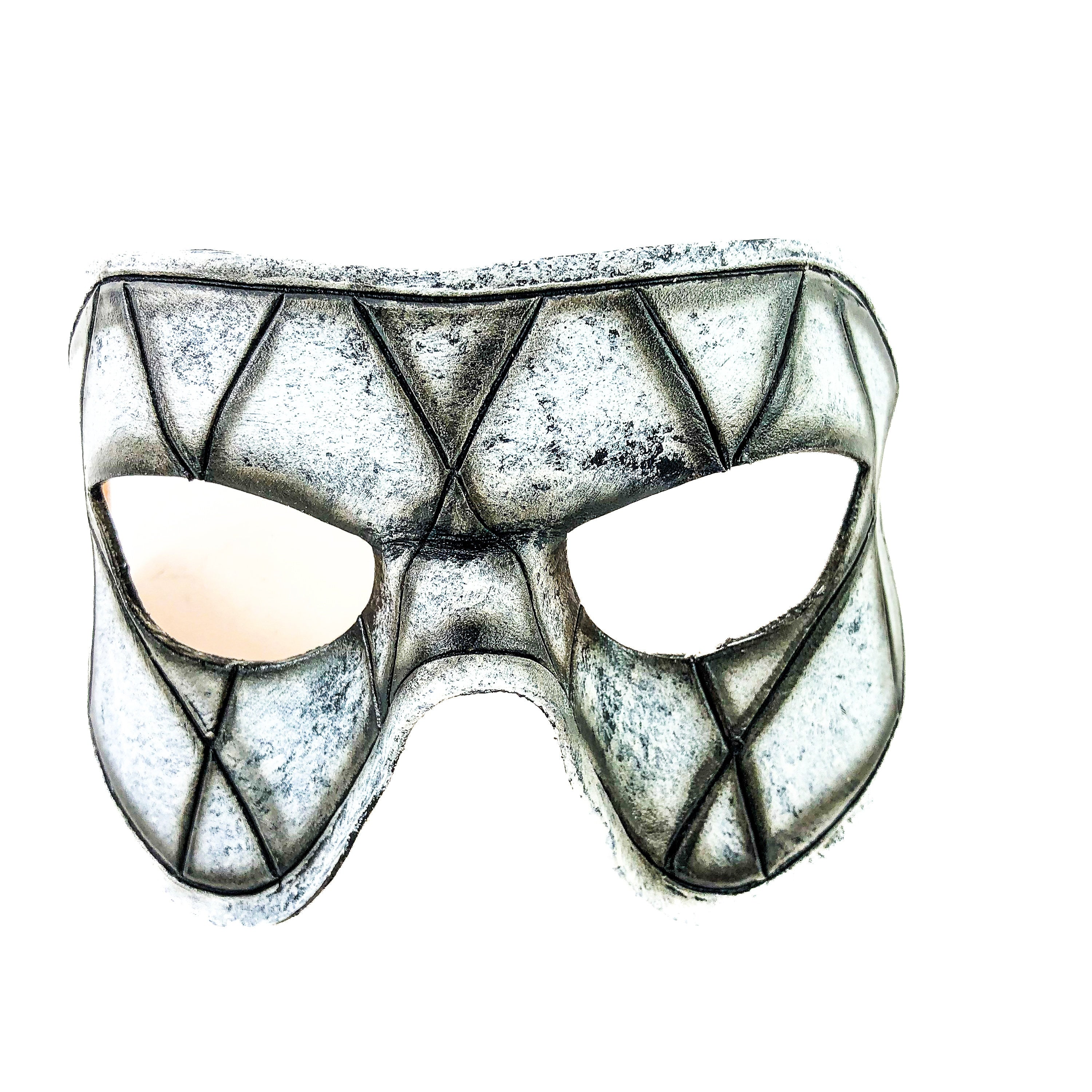 Harlequin Handmade Genuine Leather Mask in Black and White