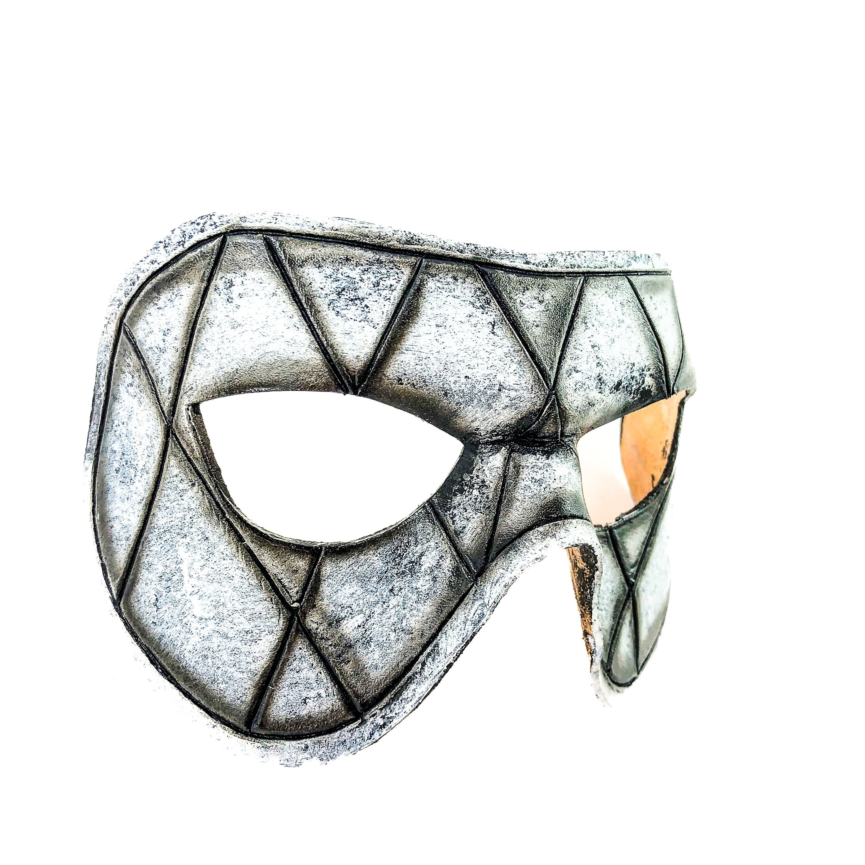 Harlequin Handmade Genuine Leather Mask in Black and White