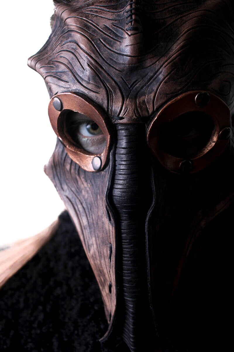 Steampunk Inspired Handmade Genuine Leather Mask in Brown