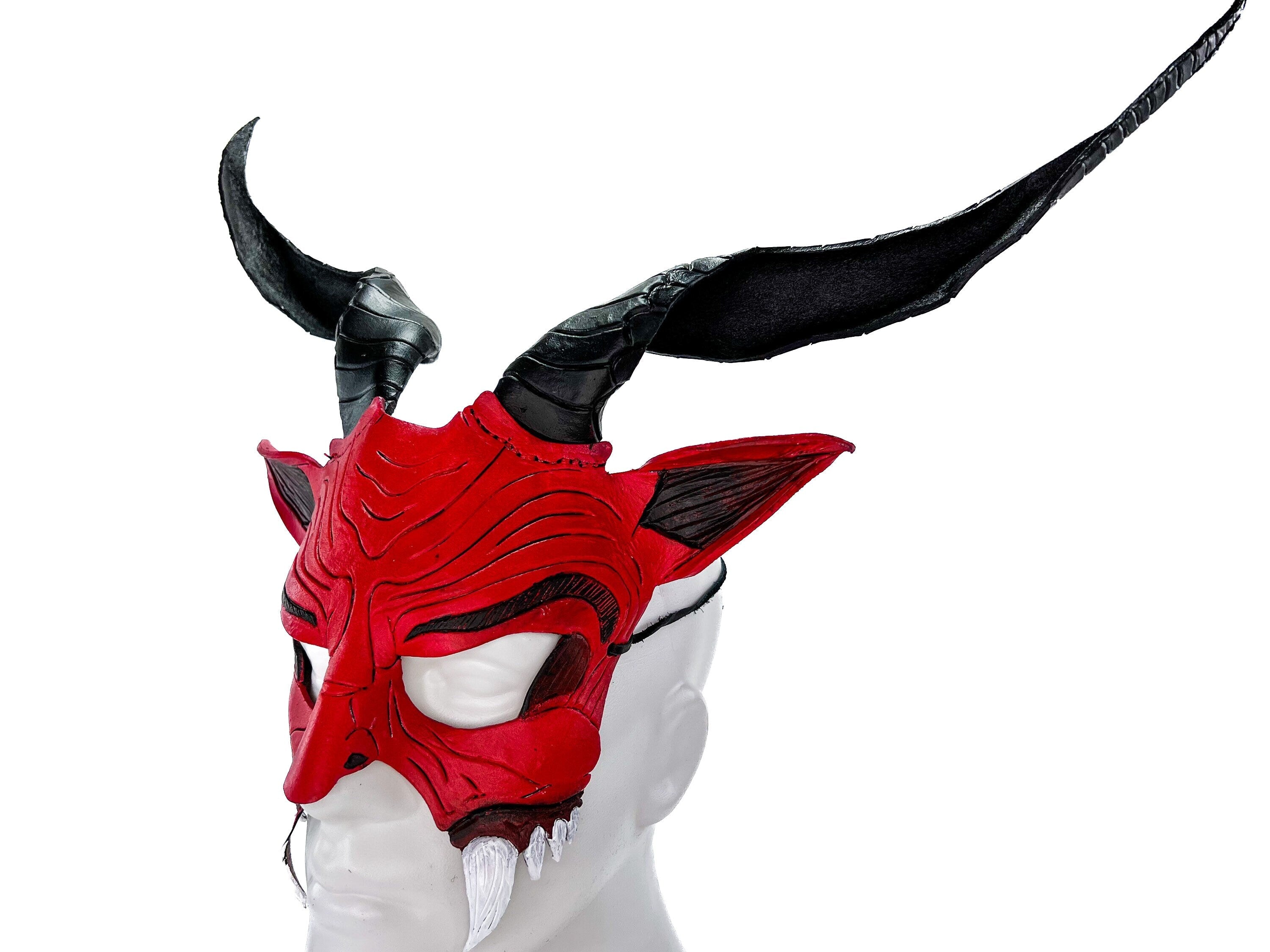Krampus Handmade Genuine Leather Mask for Masquerade Cosplay or Halloween Costumes