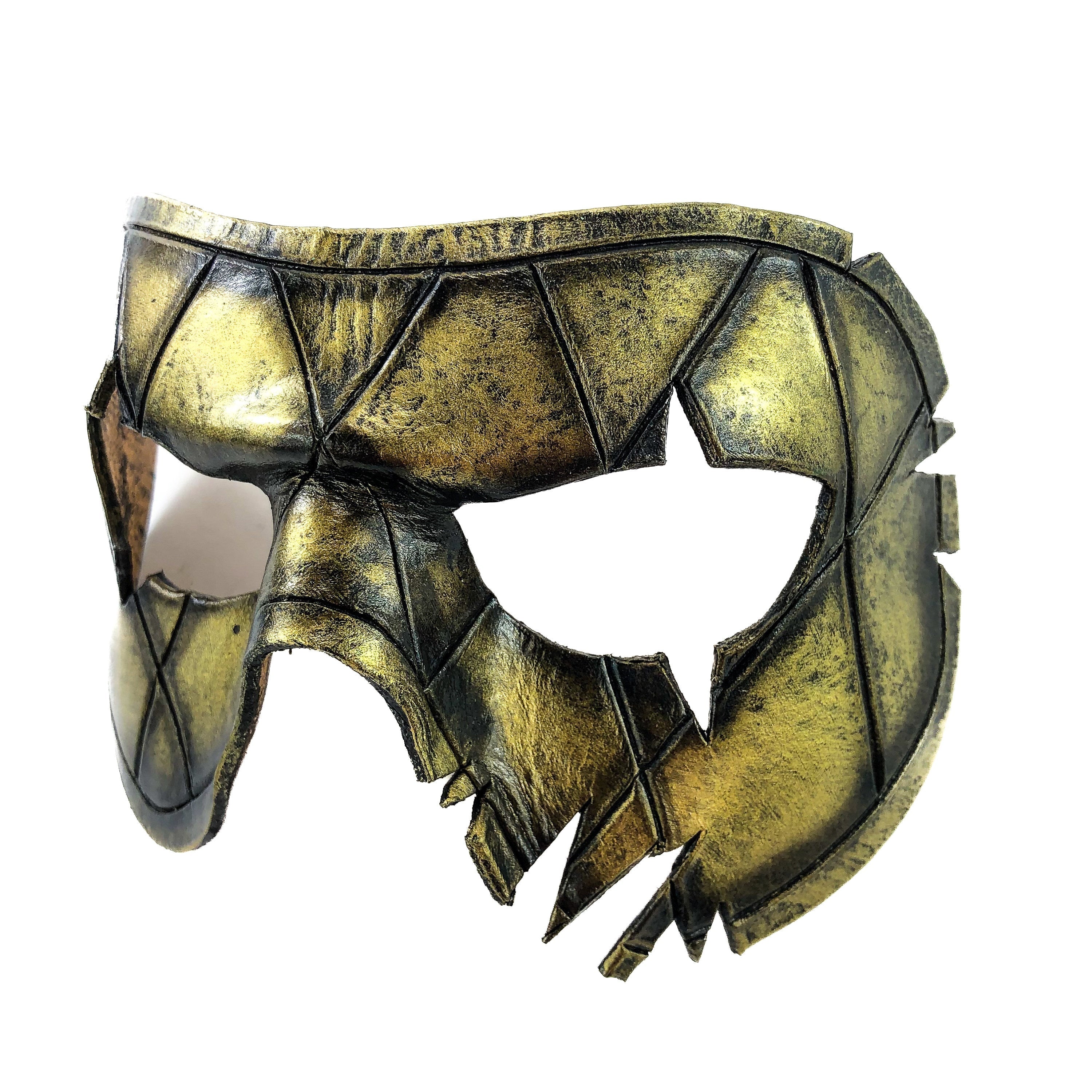 Harlequin Handmade Genuine Leather Mask in Gold