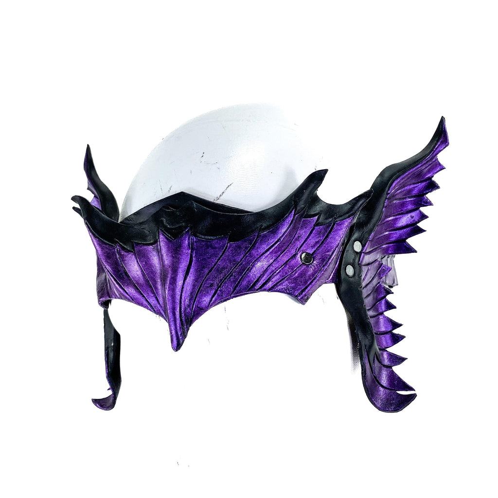 Masquerade Crown of Handmade Genuine Leather in  Purple and Black