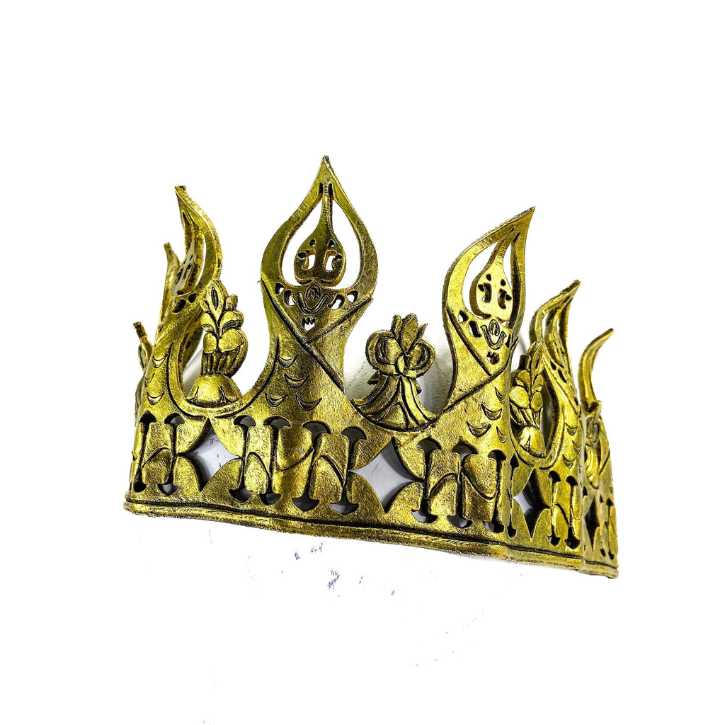 Masquerade Crown of Handmade Genuine Leather in  Gold
