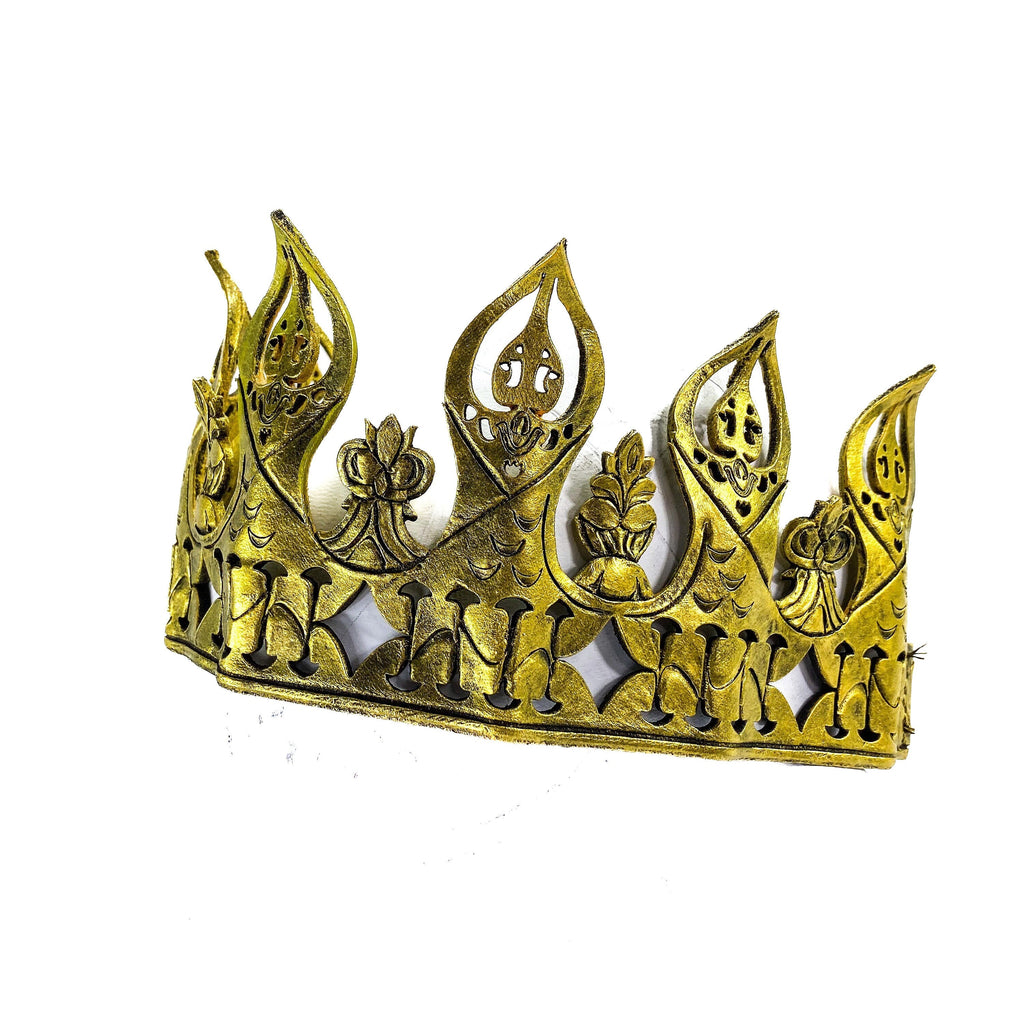 Masquerade Crown of Handmade Genuine Leather in  Gold