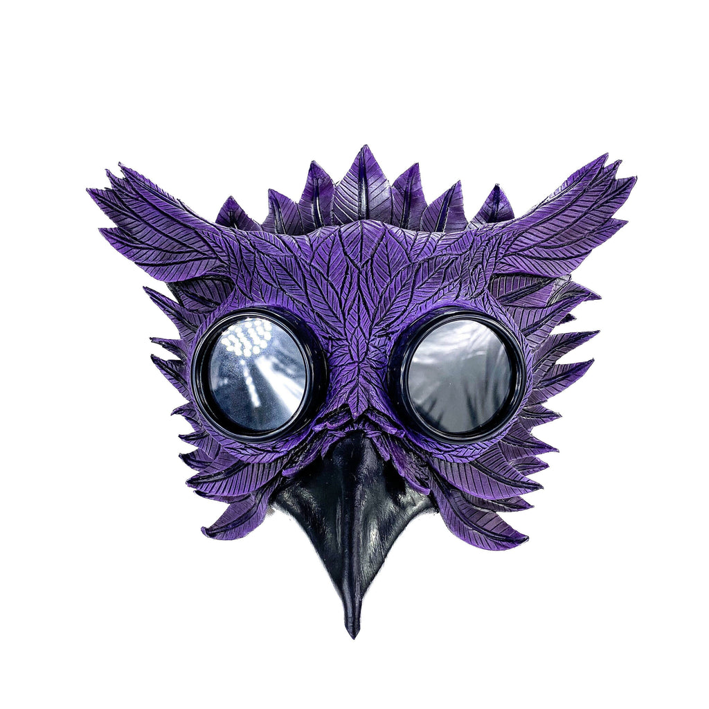 Purple Horned Owl Goggles Handmade Genuine Leather Mask