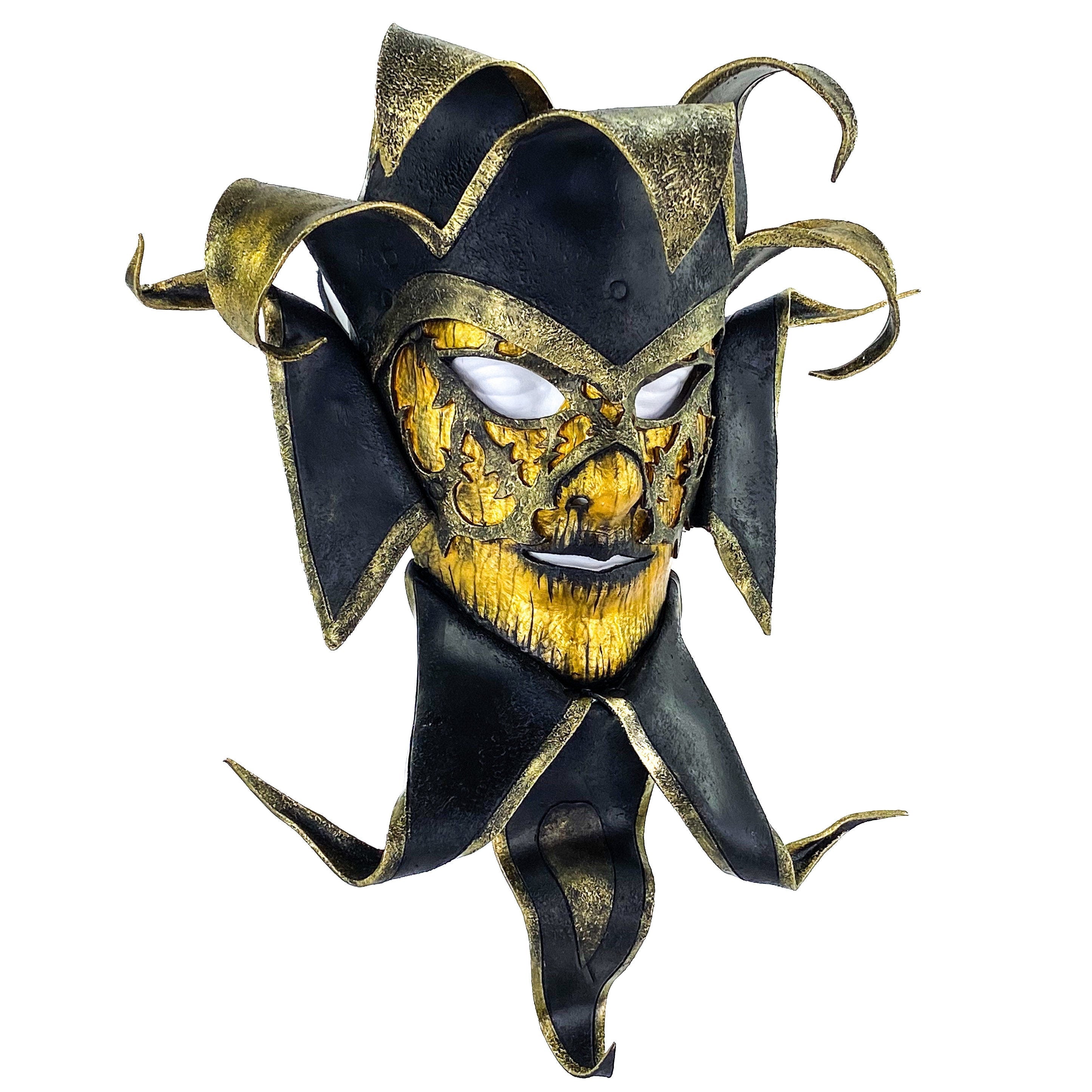 Venetian inspired Jester Mask in Gold and Black - Wearable or Wall Art