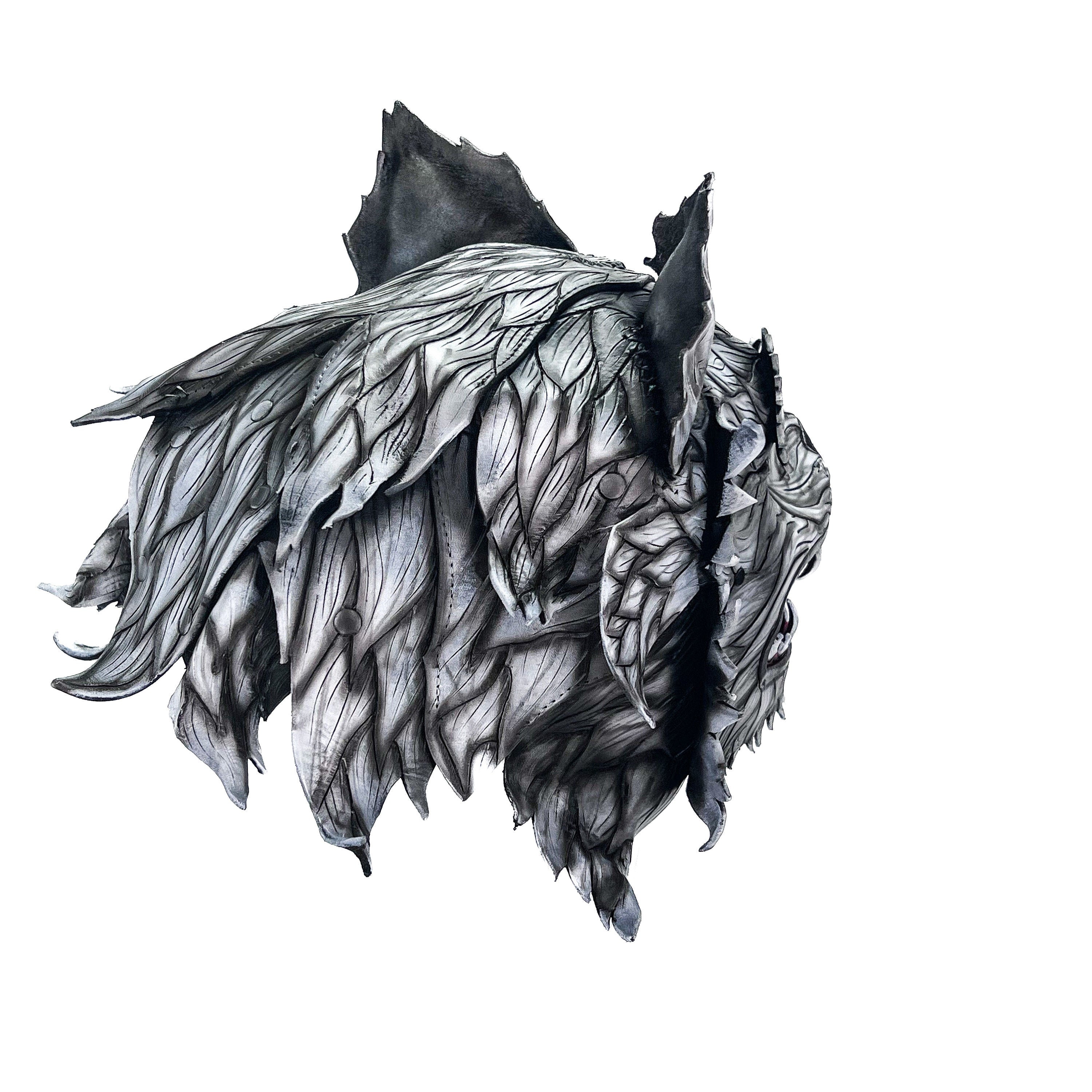 The Grey Lycan - Handmade Genuine Leather Helmet Mask