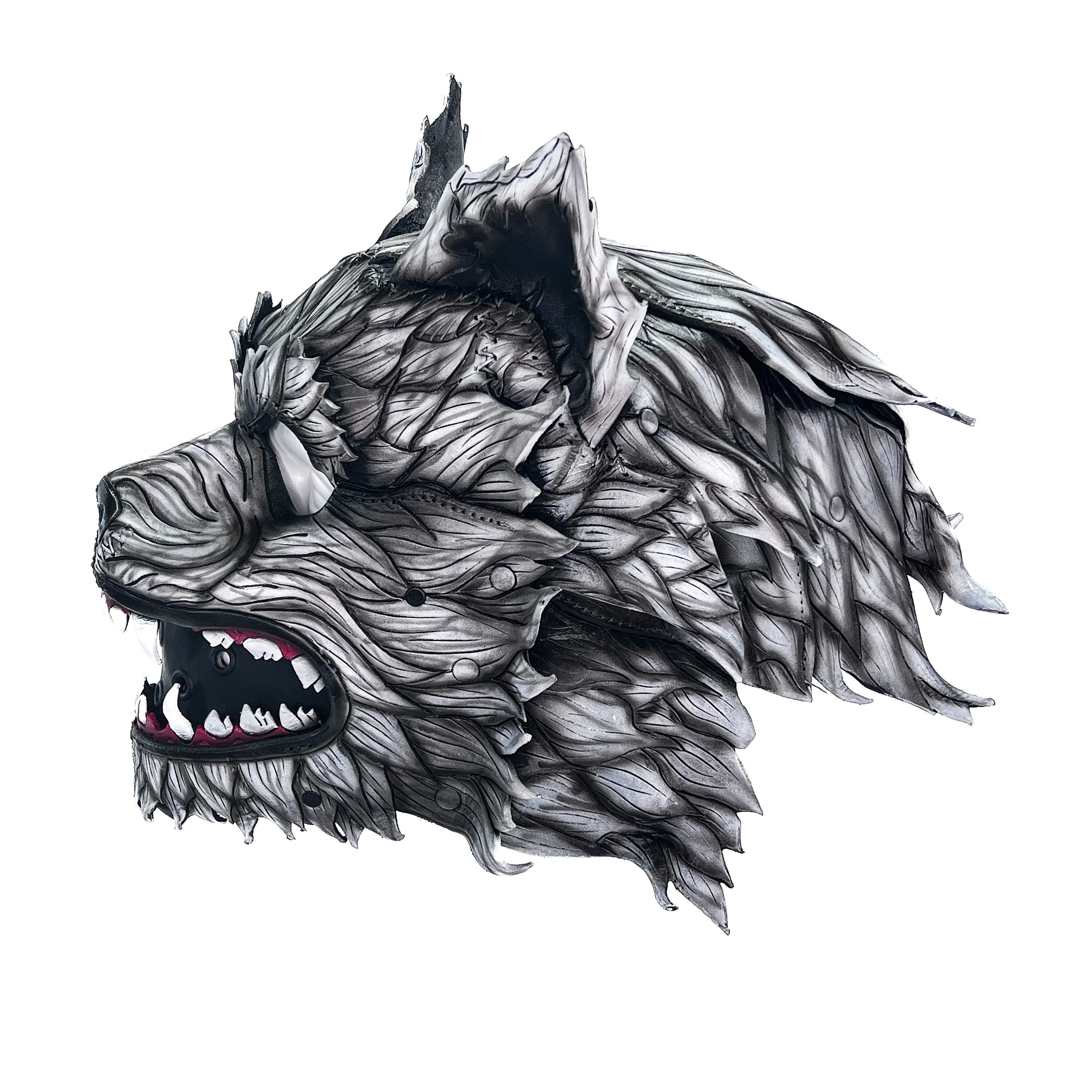 The Grey Lycan - Handmade Genuine Leather Helmet Mask