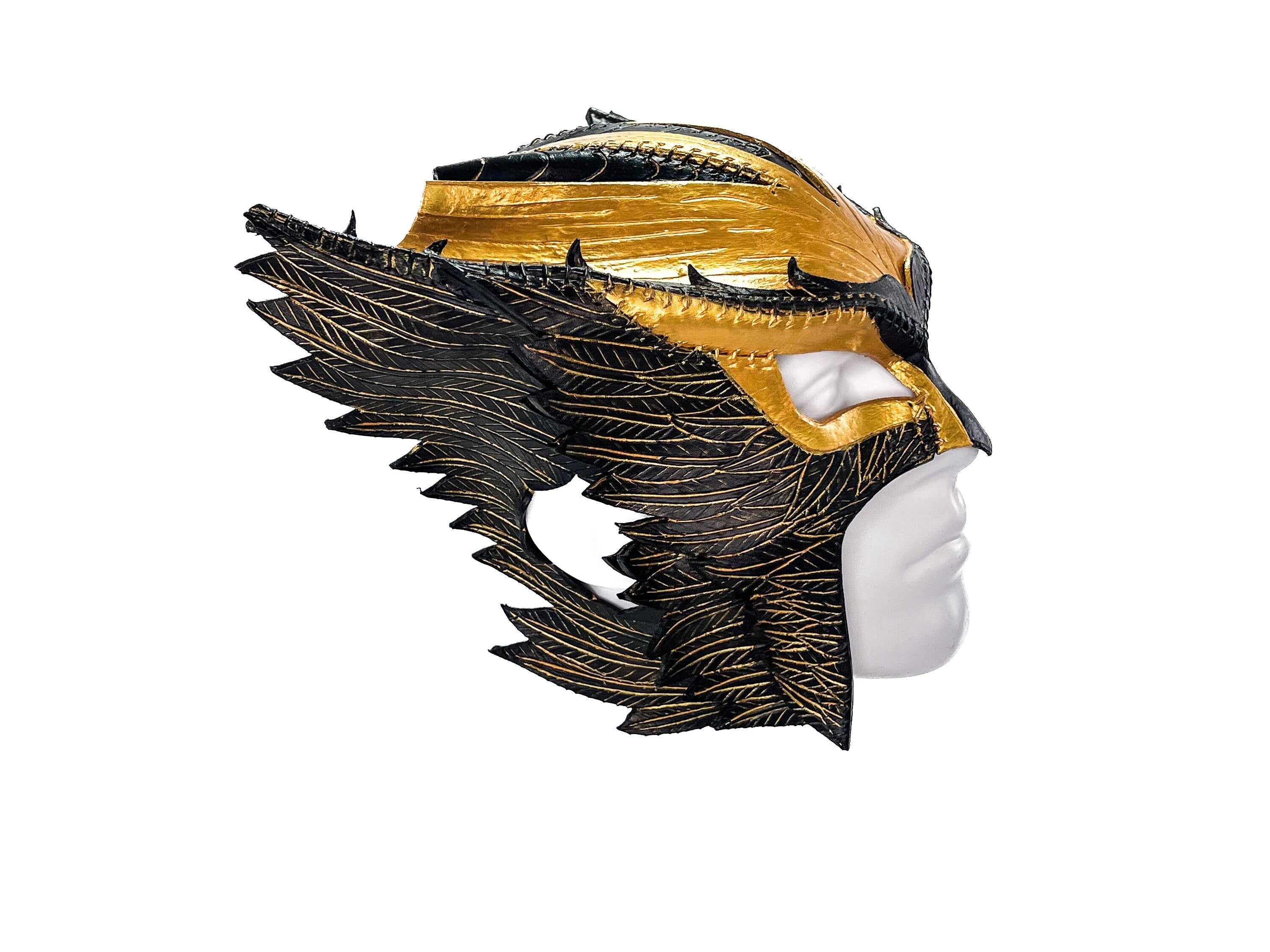 Winged Helmet Genuine Leather Mask