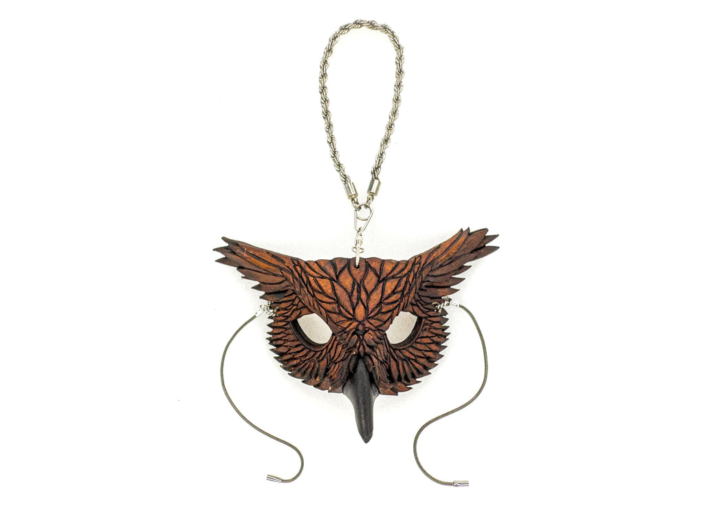 Wise Owl Leather Mini Mask – Handcrafted Charm for Rearview Mirrors, Handbags, Lanyards, Party Favors & More