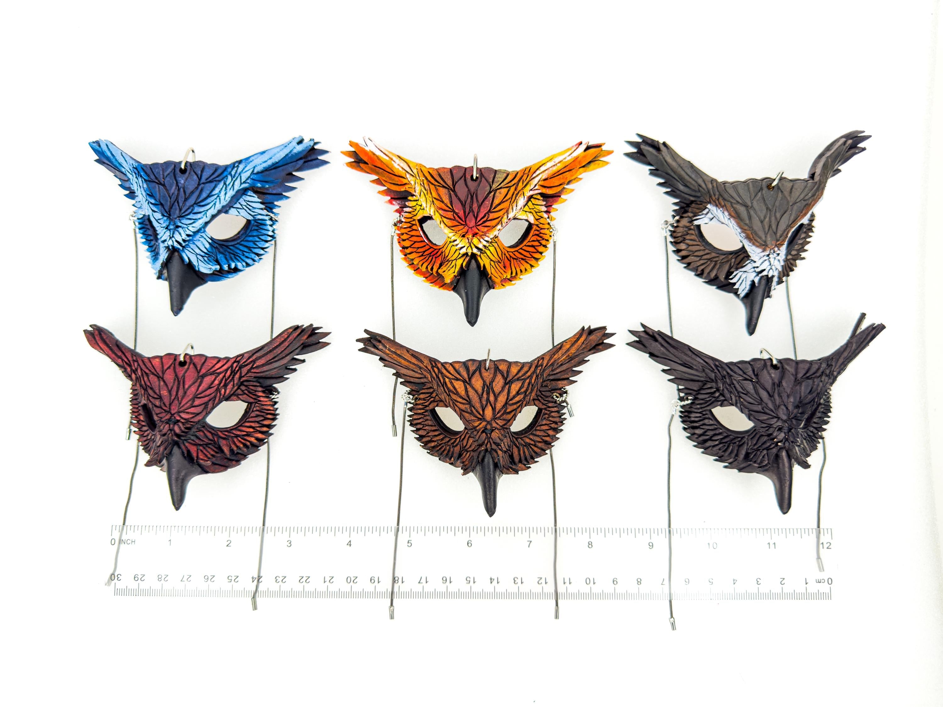 Wise Owl Leather Mini Mask – Handcrafted Charm for Rearview Mirrors, Handbags, Lanyards, Party Favors & More