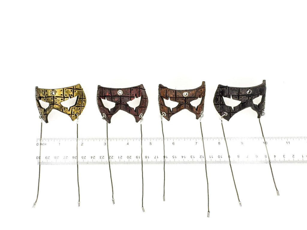 Grid Leather Mini Mask – Handcrafted Charm for Rearview Mirrors, Handbags, Lanyards, Party Favors & More