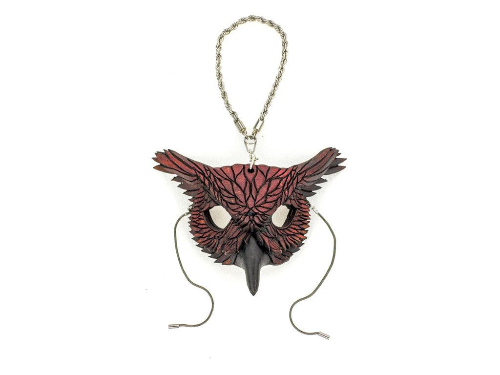 Wise Owl Leather Mini Mask – Handcrafted Charm for Rearview Mirrors, Handbags, Lanyards, Party Favors & More