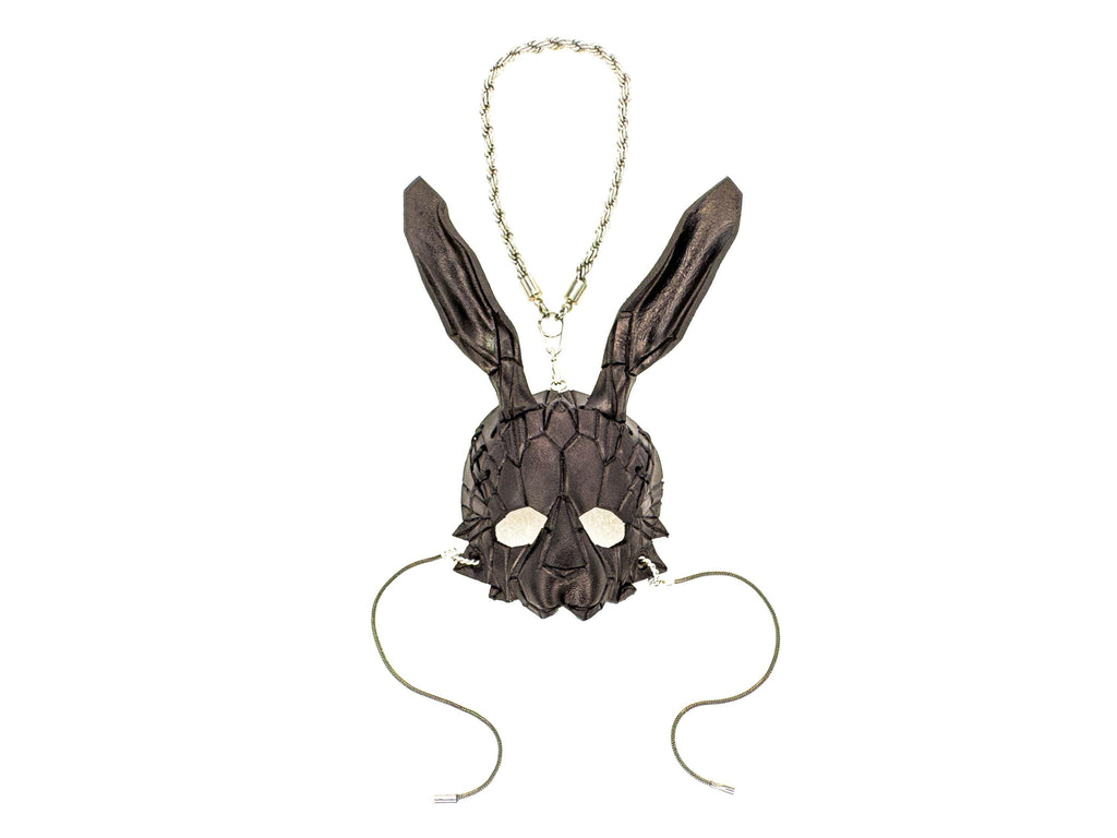 Geometric Bunny Leather Mini Mask – Handcrafted Charm for Rearview Mirrors, Handbags, Lanyards, Party Favors & More