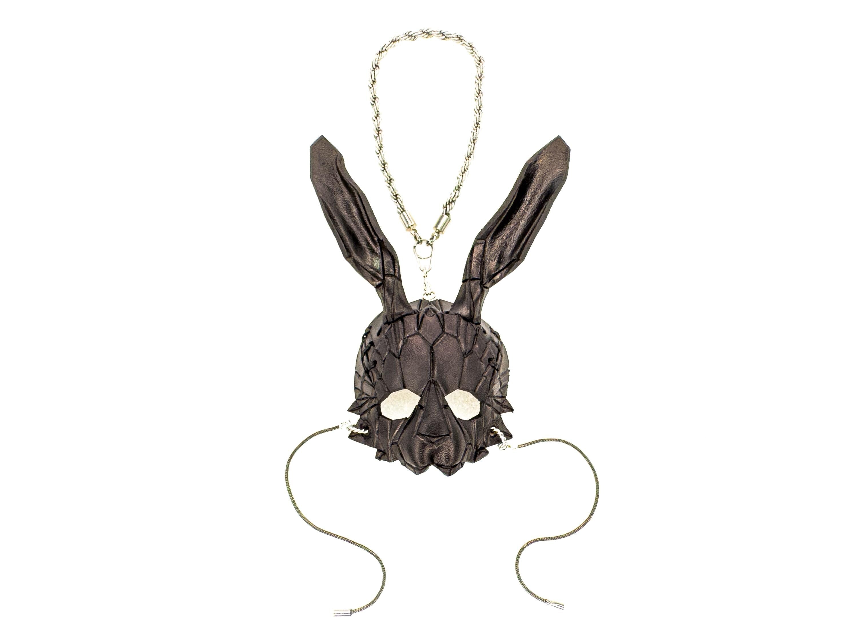 Geometric Bunny Leather Mini Mask – Handcrafted Charm for Rearview Mirrors, Handbags, Lanyards, Party Favors & More