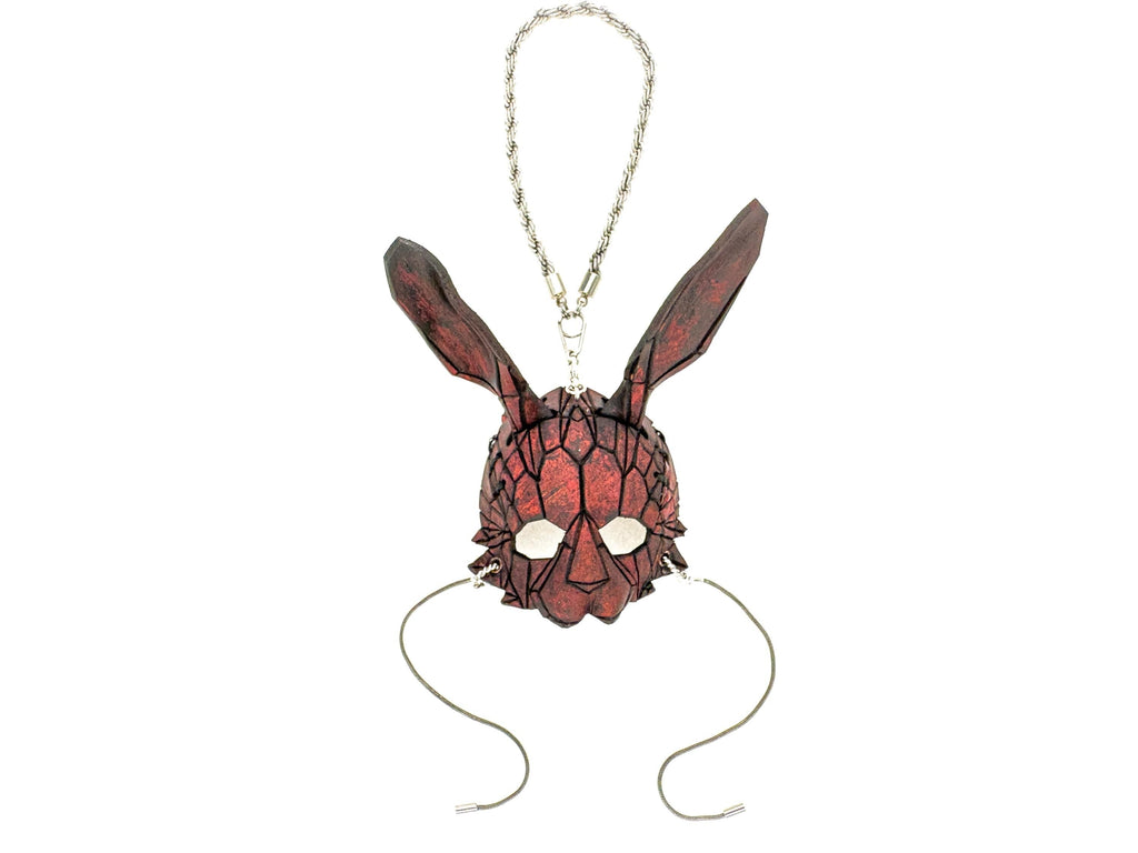 Geometric Bunny Leather Mini Mask – Handcrafted Charm for Rearview Mirrors, Handbags, Lanyards, Party Favors & More