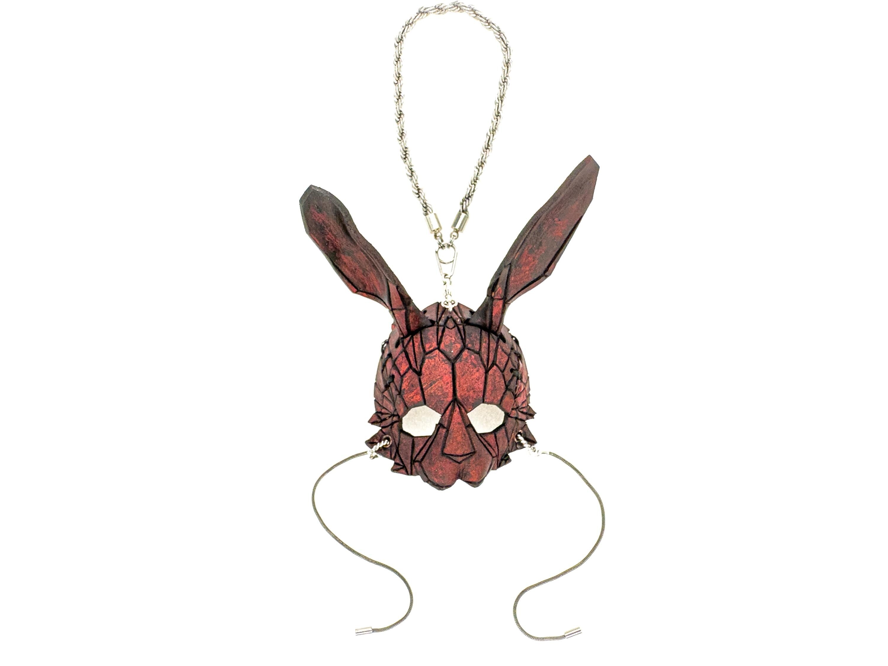 Geometric Bunny Leather Mini Mask – Handcrafted Charm for Rearview Mirrors, Handbags, Lanyards, Party Favors & More