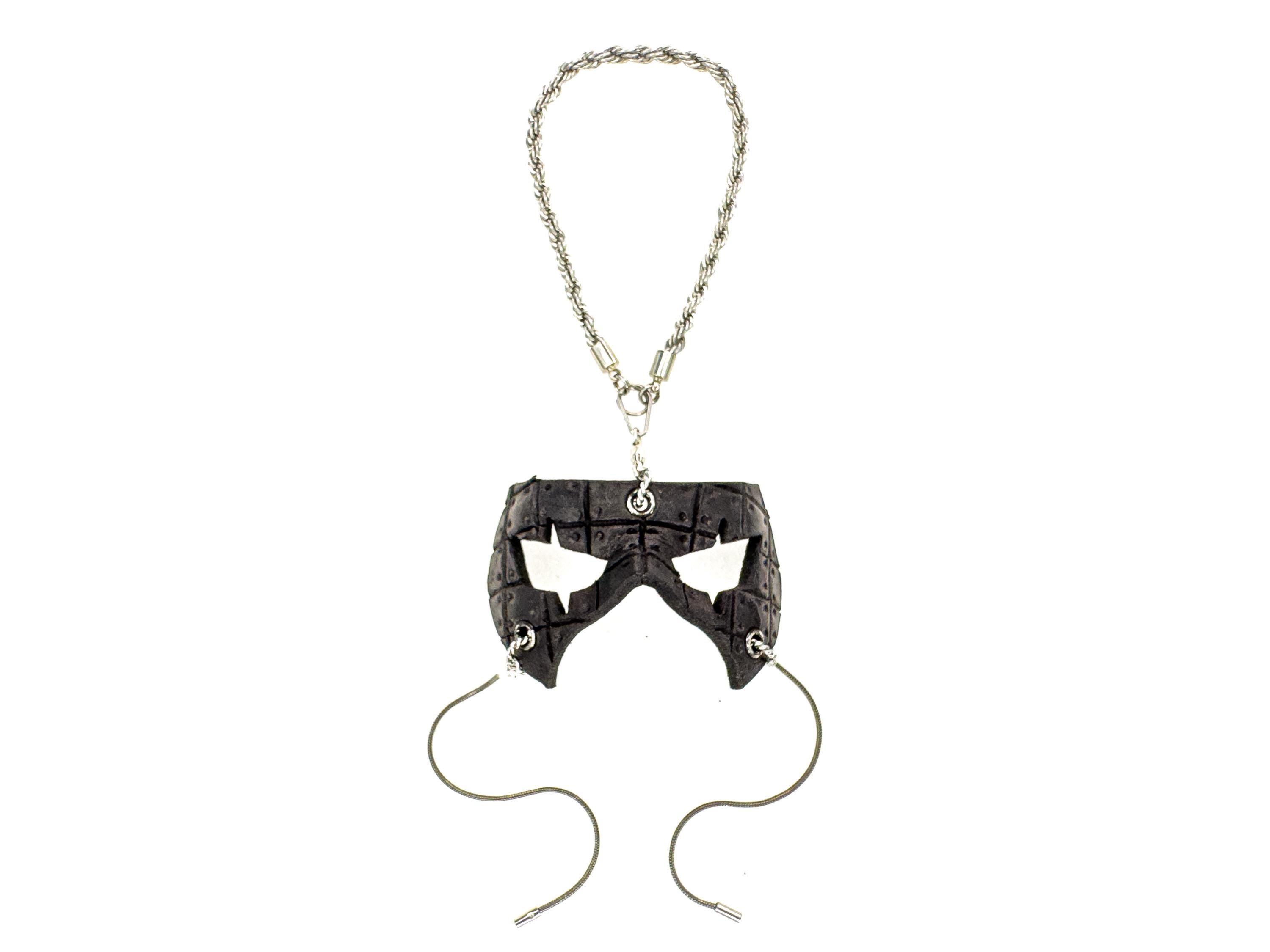 Grid Leather Mini Mask – Handcrafted Charm for Rearview Mirrors, Handbags, Lanyards, Party Favors & More