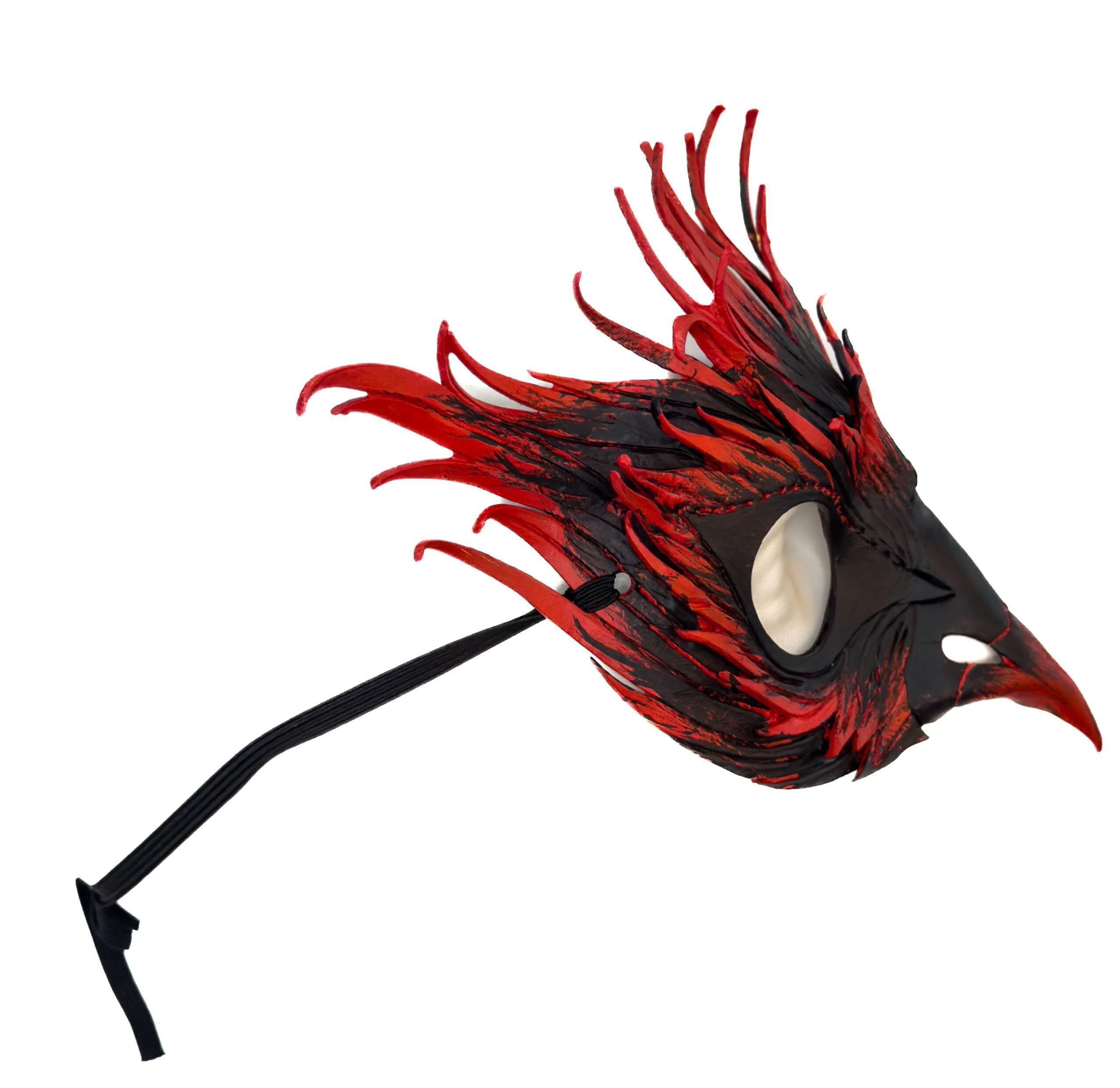 Layered Red Phoenix Handmade Genuine Leather Mask