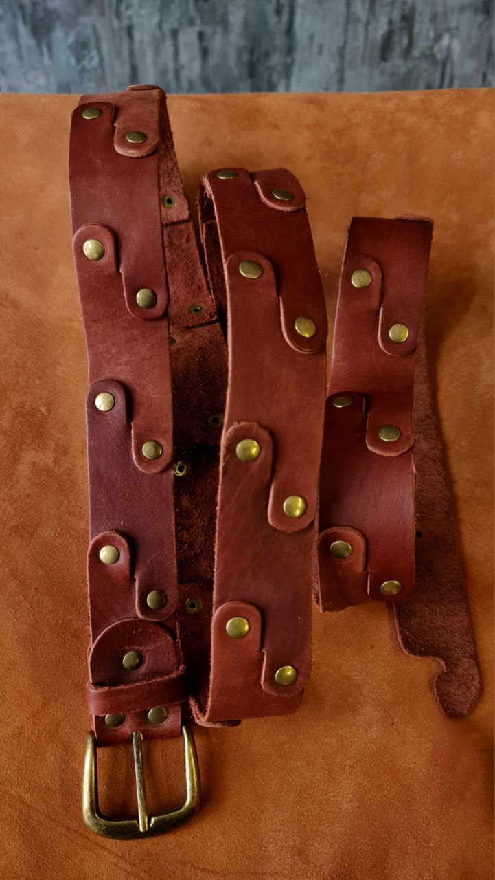 Men's brown belt "Dragon Scale"